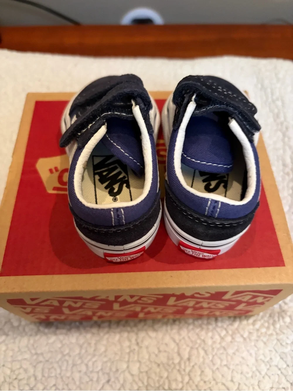 Vans Navy Blue and White Baby Walker Sneakers